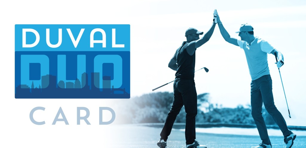 Golfers high fiving - PURCHASE YOUR DUVAL DUO CARD TODAY! 